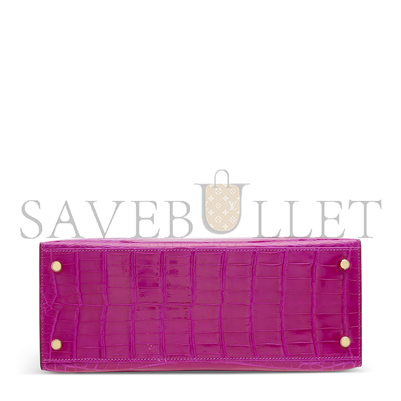 HERMÈS MASTER A SHINY ROSE SCHÉHÉRAZADE NILOTICUS CROCODILE SELLIER KELLY 28 WITH GOLD HARDWARE (28*22*10cm)